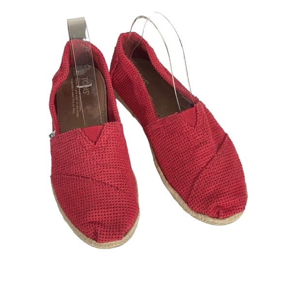 Toms Womens Alpargata Perforated Berry Pink Espadrille Slip On Loafer Shoe 7.5M - Picture 1 of 11